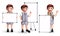 School boy presentation vector character set. Male 3d student holding and showing whiteboard element in standing pose and gestures