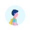 School boy profile avatar icon isolated male cartoon character portrait face flat