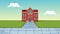 School building cartoon HD animation