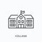 School building flat line icon. Vector outline illustration of college, university campus. Schoolhouse thin linear