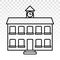 School building line art icon for educational apps and websites on a transparent background