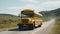School bus on blacktop with clean sunny background