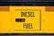 School bus diesel fuel sign horizontal close-up