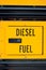 School bus diesel fuel sign vertical close-up