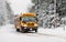 School Bus Driving Down A Snow Covered Rural Road - 3