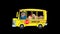 School Bus With Happy Children Cartoon Characters