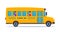 School bus and Happy Children. Kids in yellow classic school bus. Side view. American education. Back to school. Vector