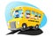 School bus heading to school with children
