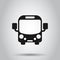 School bus icon in flat style. Autobus vector illustration on isolated background. Coach transport business concept