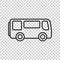 School bus icon in transparent style. Autobus vector illustration on isolated background. Coach transport business concept