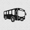 School bus icon in transparent style. Autobus vector illustration on isolated background. Coach transport business concept