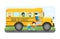 School bus kids transport vector illustration.