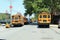 School bus parked in orthodox jew neighborhood, Williamsburg, Brooklyn, New York