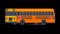 School Bus Rides with Flashing Lights On. Transparent Background.