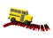 School Bus Safety is #1 - Yellow Bus Rides on Red 3D Text Road