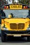 School bus sign above front window vertical close-up