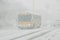 School bus in snow storm