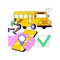 School bus tracking system abstract concept vector illustration.