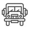 School bus, truck, lorry line icon, education concept, autobus vector sign on white background, outline style icon for