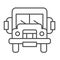 School bus, truck, lorry thin line icon, education concept, autobus vector sign on white background, outline style icon