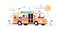 School bus vector illustration. Flat tiny