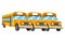 School buses parked frontview isolated cartoon