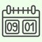 School calendar line icon. Calendar with first of September date outline style pictogram on white background. Day of