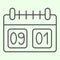 School calendar thin line icon. Calendar with first of September date outline style pictogram on white background. Day