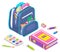 School Chancery, Backpack with Notebook Vector