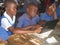 School children learning to use computers