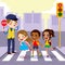 School Children Pedestrian Crossing