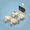 School Classroom Isometric Illustration