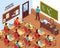 School Classroom Lesson Isometric Poster