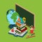 School college education flat 3d web isometric infographic