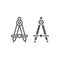 School compass line and glyph icon, architect and drafting, engineering equipment sign, vector graphics, a linear