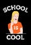 School is cool poster. Smiling Schoolgirl Shows Thumb Up Gesture