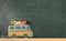 School creativity with bus drawn on blackboard