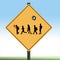 A school crosswalk sign is seen in this illustration with a bullet hole