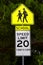 School Crosswalk Sign Slow Down Neighborhood Street Children