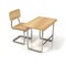 School desk and chair on white