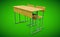 School desk and chairs front 3d render