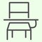 School desk line icon. Classroom student table and chair outline style pictogram on white background. Education and