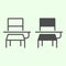 School desk line and solid icon. Classroom student table and chair outline style pictogram on white background