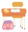 School Desk with Satchel Bag and Supplies Vector