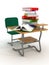 School desk with textbooks.