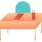 School desk vector table and chair icon isolated