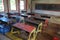 School desks at class primary school