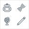 school and education line icons. linear set. quality vector line set such as pencils, globe, dna