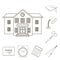 School and education outline icons in set collection for design.College, equipment and accessories vector symbol stock