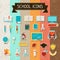 School and education sticker icons set